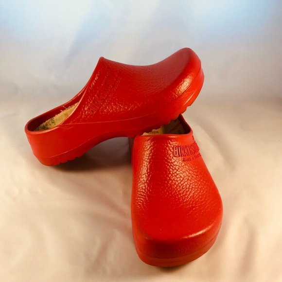 Birkenstock Shoes - Birkenstock Red Slip On Rubber Casual Clogs